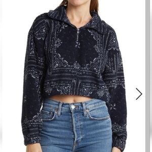 NWT Elodie faux shearling crop 1/4 zip pullover sweater